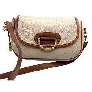 Vintage Dooney & Bourke Small Essex Crossbody Bone AWL w DB Medallion USA 1980s